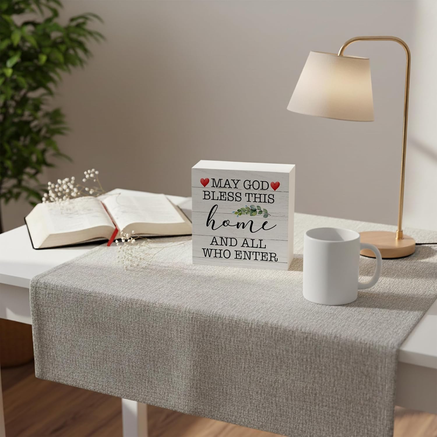 Bless This Home Sign | Bible Verse Decor Wooden Box Sign 5x5 Inch | Blessed Christian Table Accent | Rustic Farmhouse Religious Wooden Decoration-B07 - Image 4