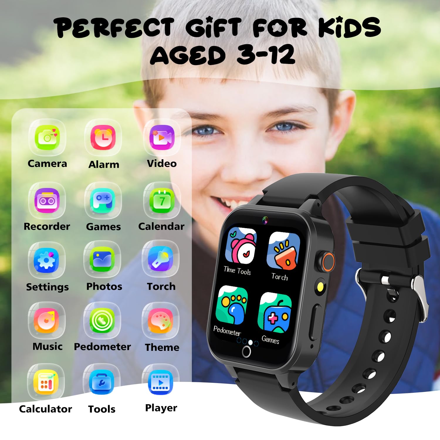 aswan watch Montre Enfant, Jouet Enfant, Montre Connectée Enfant - 26 Jeux, Caméra, Vidéo, Apprendre l'heure, Cadeau pour Fille Garçon