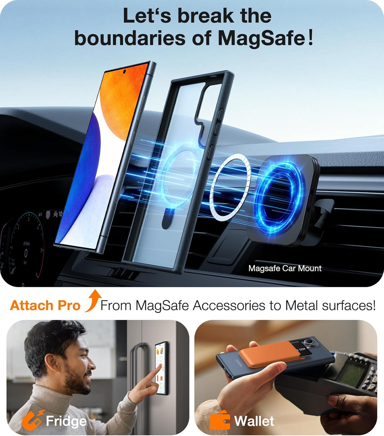 TORRAS Upgraded Magnetic Ring Stand for Samsung Galaxy S24 Ultra Case, [Fit for Magsafe], Military Grade Drop Tested Shockproof Translucent Slim Protective Phone Case for Samsung S24 Ultra Case, Black
