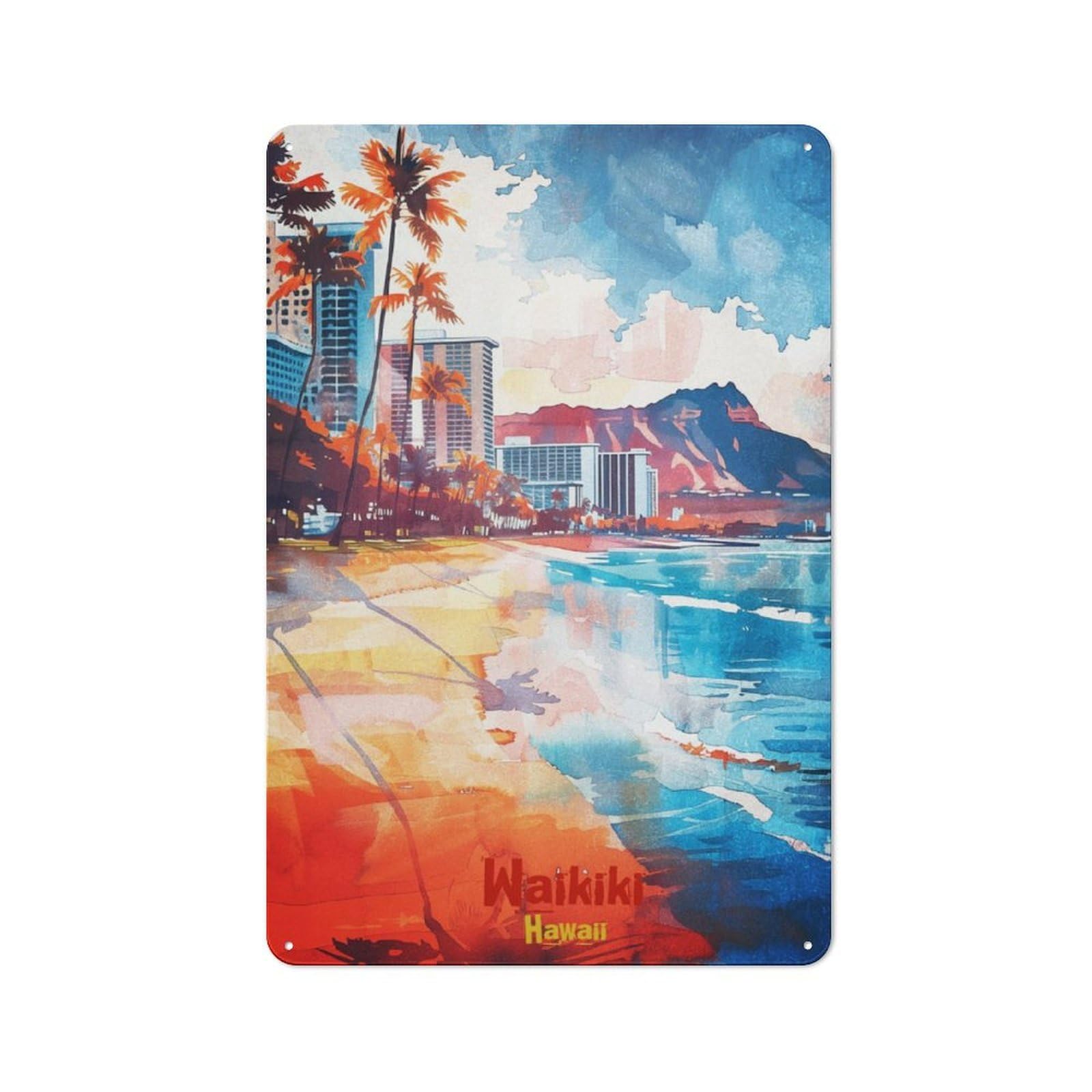 Junmoney Waikiki Art Tin Wall Plaque 30X20cm With For Pub Or Café, With Clear Vintage Wall Decor Character