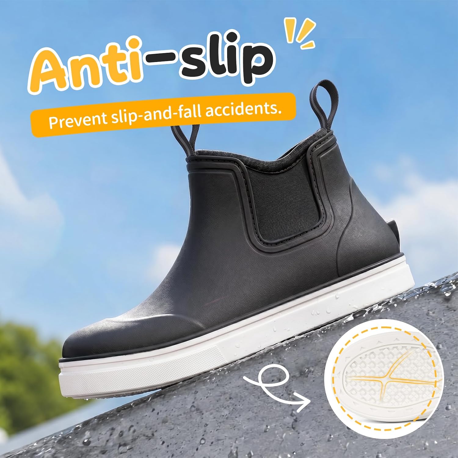Furuian Kids Deck Boots Waterproof Ankle Rain Boots for Girls and Boys | Lightweight Rubber Boots, Kids Non-Slip Outdoor Child Rain Shoes, Garden Boots