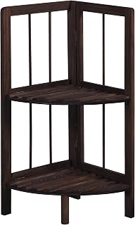 Knight 2 Tier Corner Shelf, Multipurpose Corner Display Rack, Storage Corner Shelving for Bedroom, Living Room, Kitchen, Bathroom, Small Spaces 27 cm x 27 cm x 60 cm - Dark Brown Colour