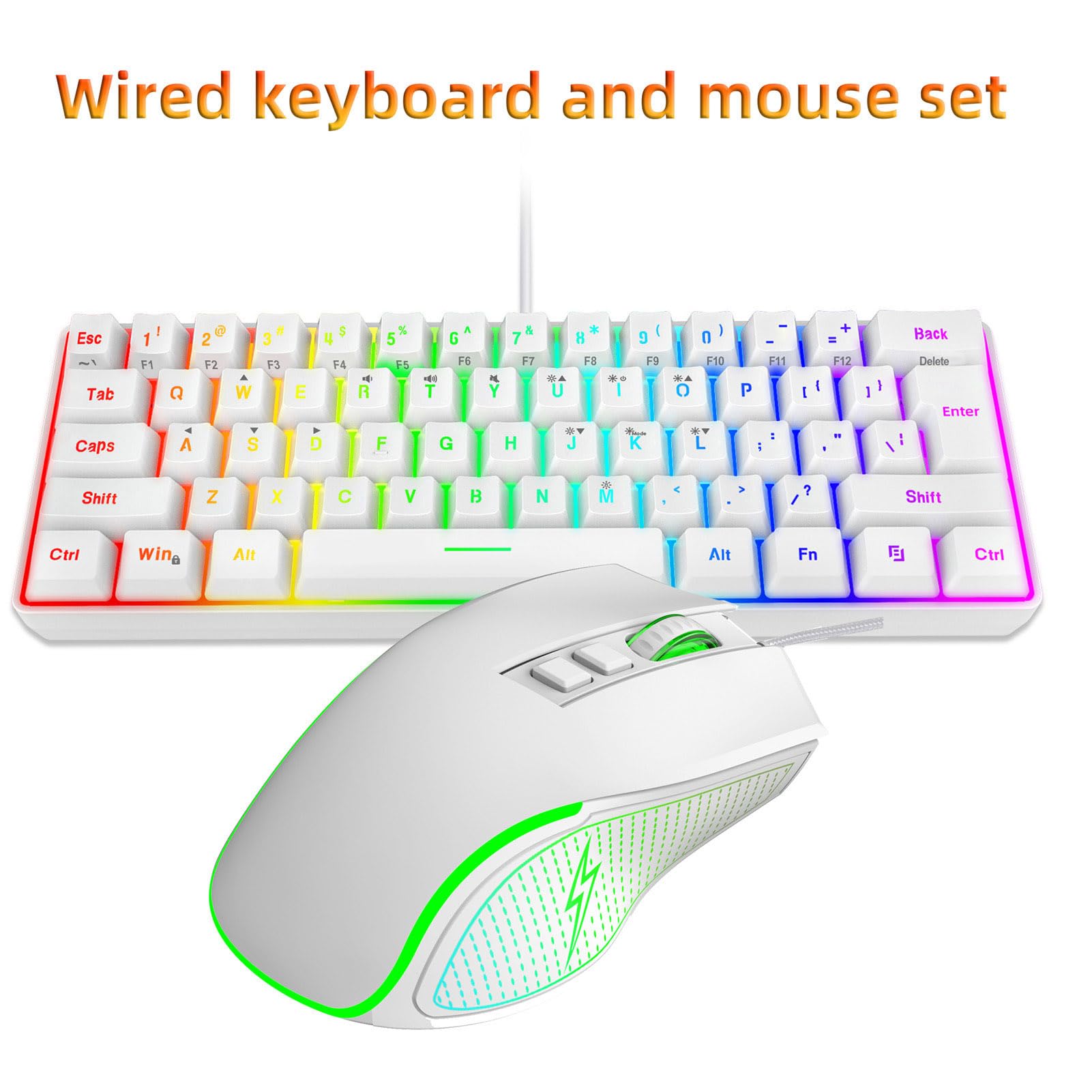 GOWENIC Tastiera da gioco RGB e mouse Combo con tappetino per mouse, design ergonomico con retroilluminazione personalizzabile, interruttori meccanici, tastiera da gioco, mouse cablato con tappetino