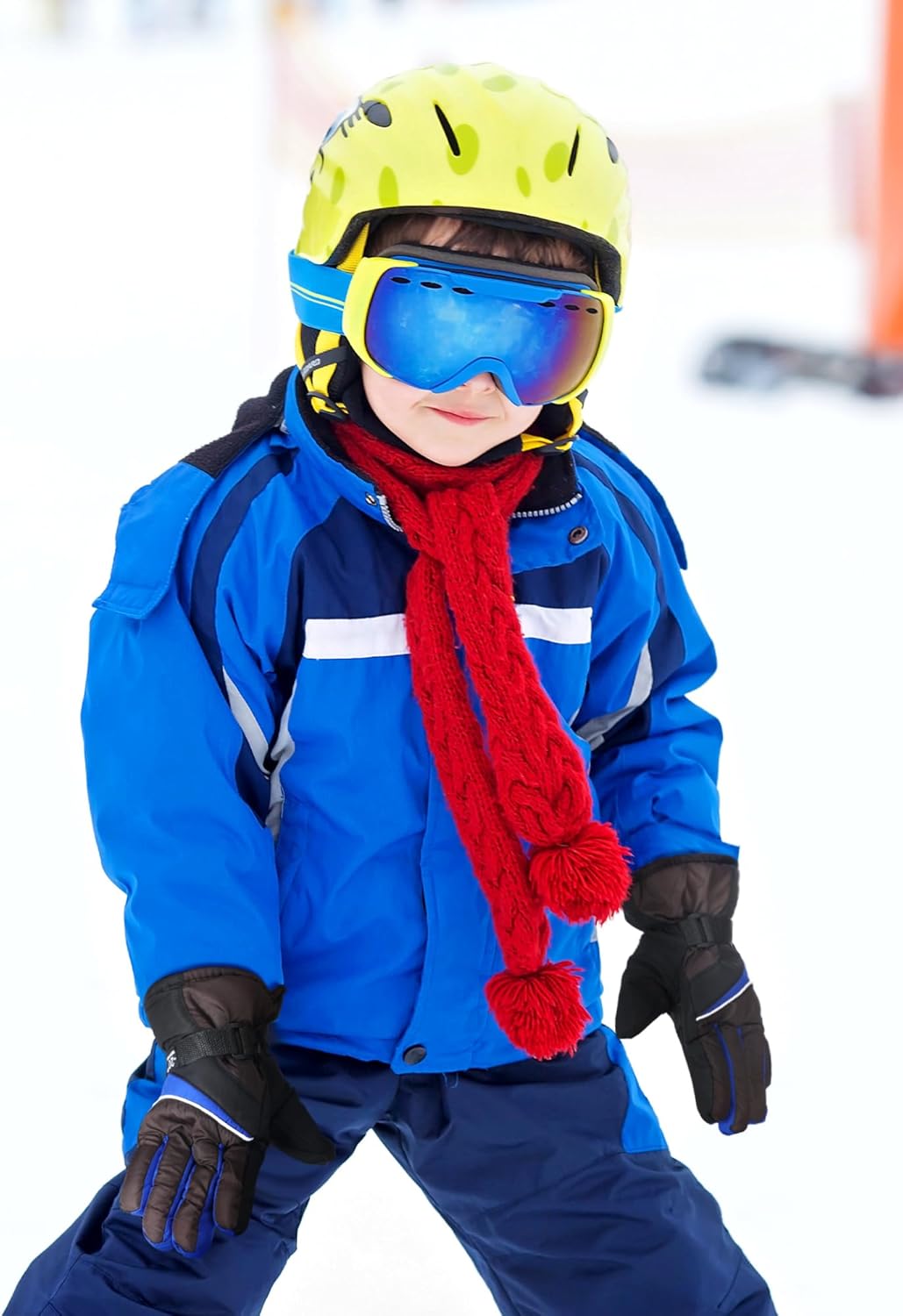 SATINIOR 3 Pairs Kids Waterproof Winter Gloves Warm Snow Ski Gloves Adjustable for Boy Girl Toddler Cold Weather(3-6 Years,Red, Army Green, Blue) - Image 5