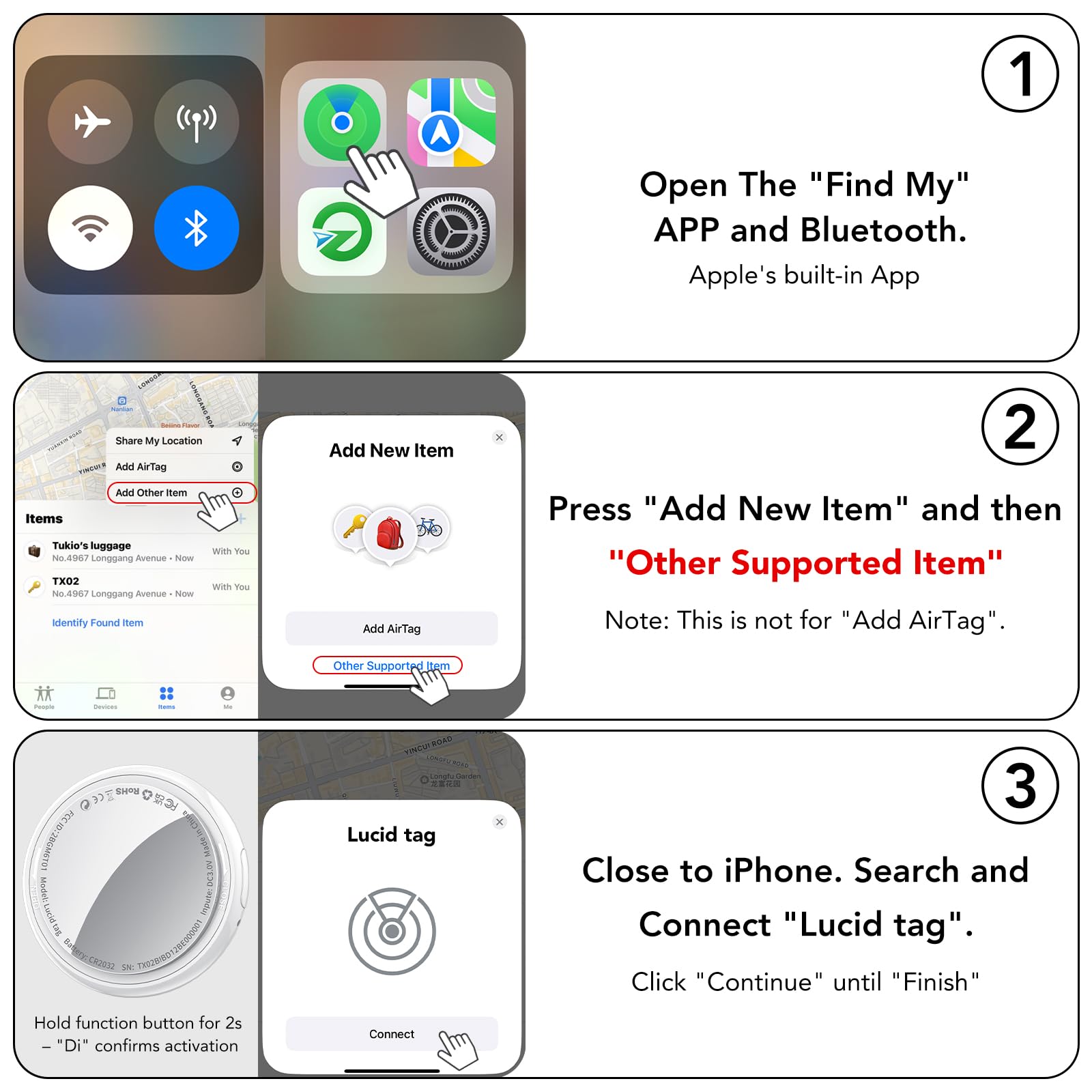 Air Tracker Tags Bluetooth Item Finder-4 Pack White, Compatible with Apple Find My APP (iOS Only), 100dB Beep, Smart Tag Replaceable Battery, air tag and Locator for Keys/Luggage/Bags/Wallet — view 8