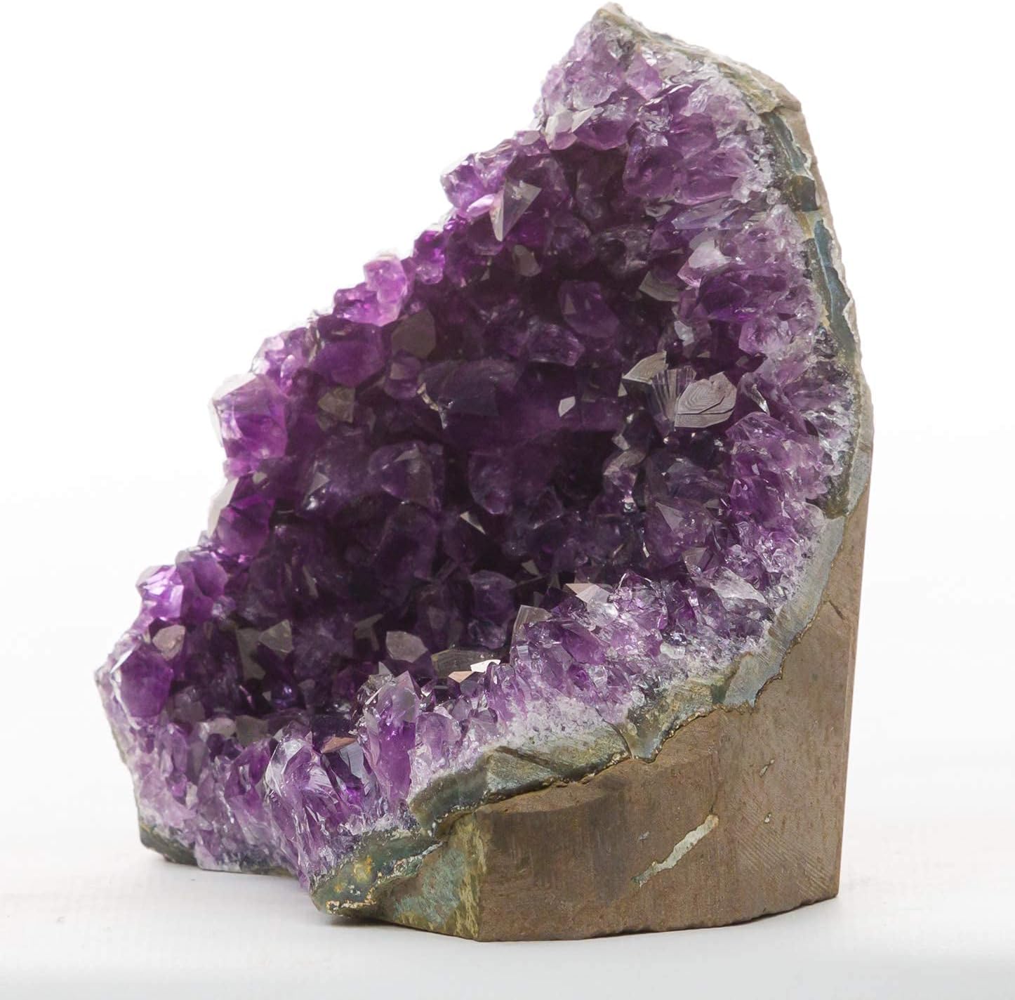 Uruguayan Amethyst Crystal Clusters Cut Base from Basalt Plus, Bonus Mineral Included (1 to 1.5 lbs, Deep Purple Amethyst)