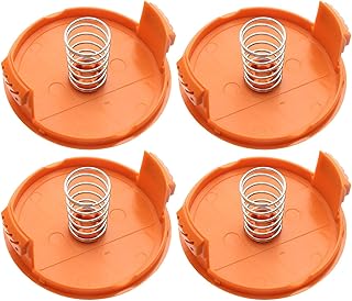 Trimmer Line Cap and Spring Trimmer Replacement Spool Cap Covers Compatible for Black+Decker AFS Trimmer RC-100-P Weed Eater Parts 4 Spool Cap + 4 Spring