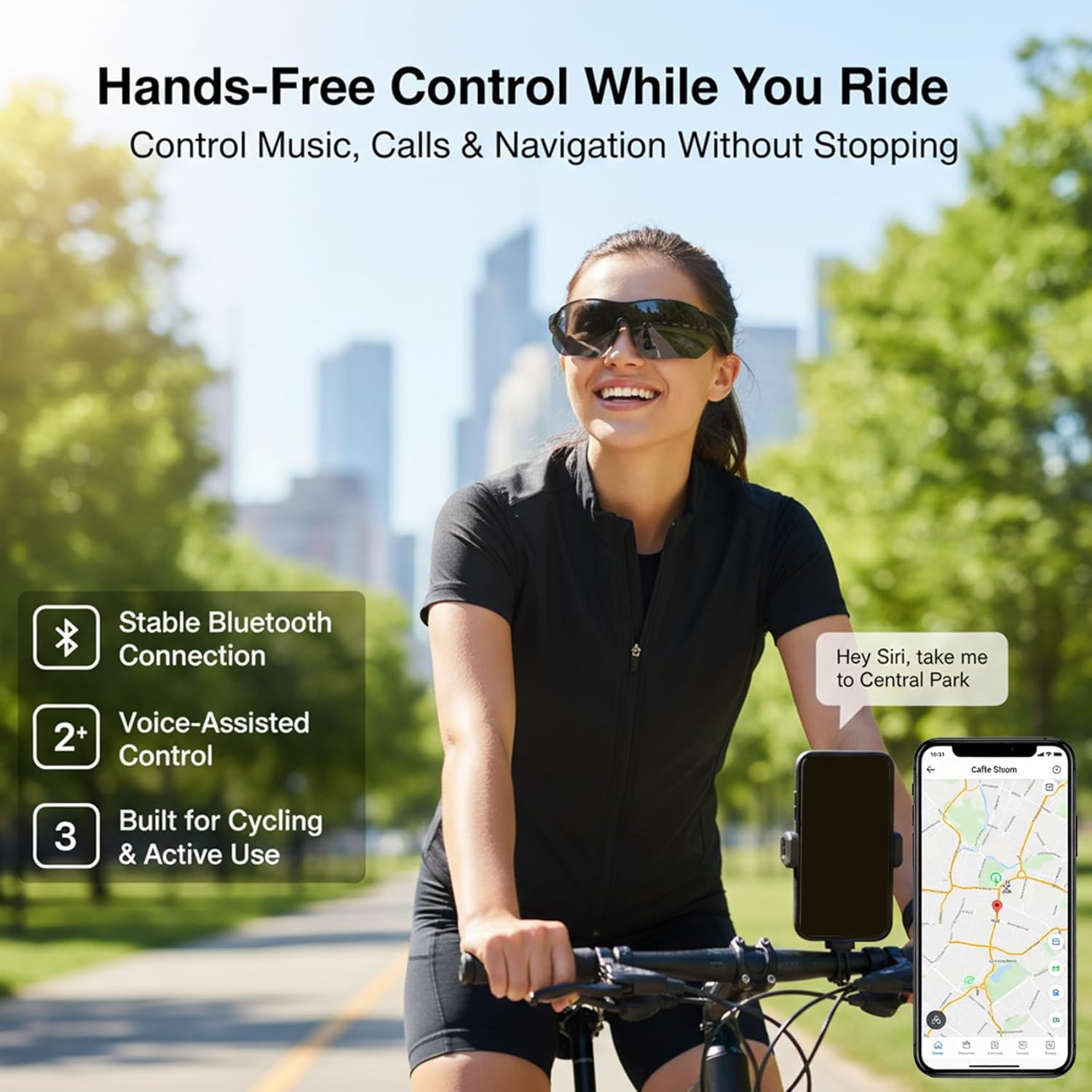 Smart Audio Glasses with Bluetooth 5.3, Ultra Lightweight Polarized UV400 Sunglasses, Photochromic Lenses for Men Women, Multi-Device Pairing Open Ear Eyewear for Cycling Running Black
