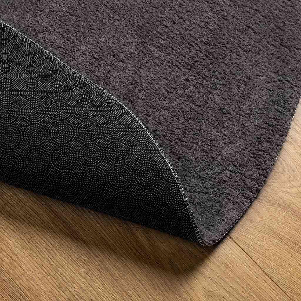 HUARTE Alfombra ovalada antracita 170 x 120 cm, 100 % poliéster, alfombra de salón mullida con parte inferior antideslizante, plegable, duradera, para salón, pasillo, dormitorio