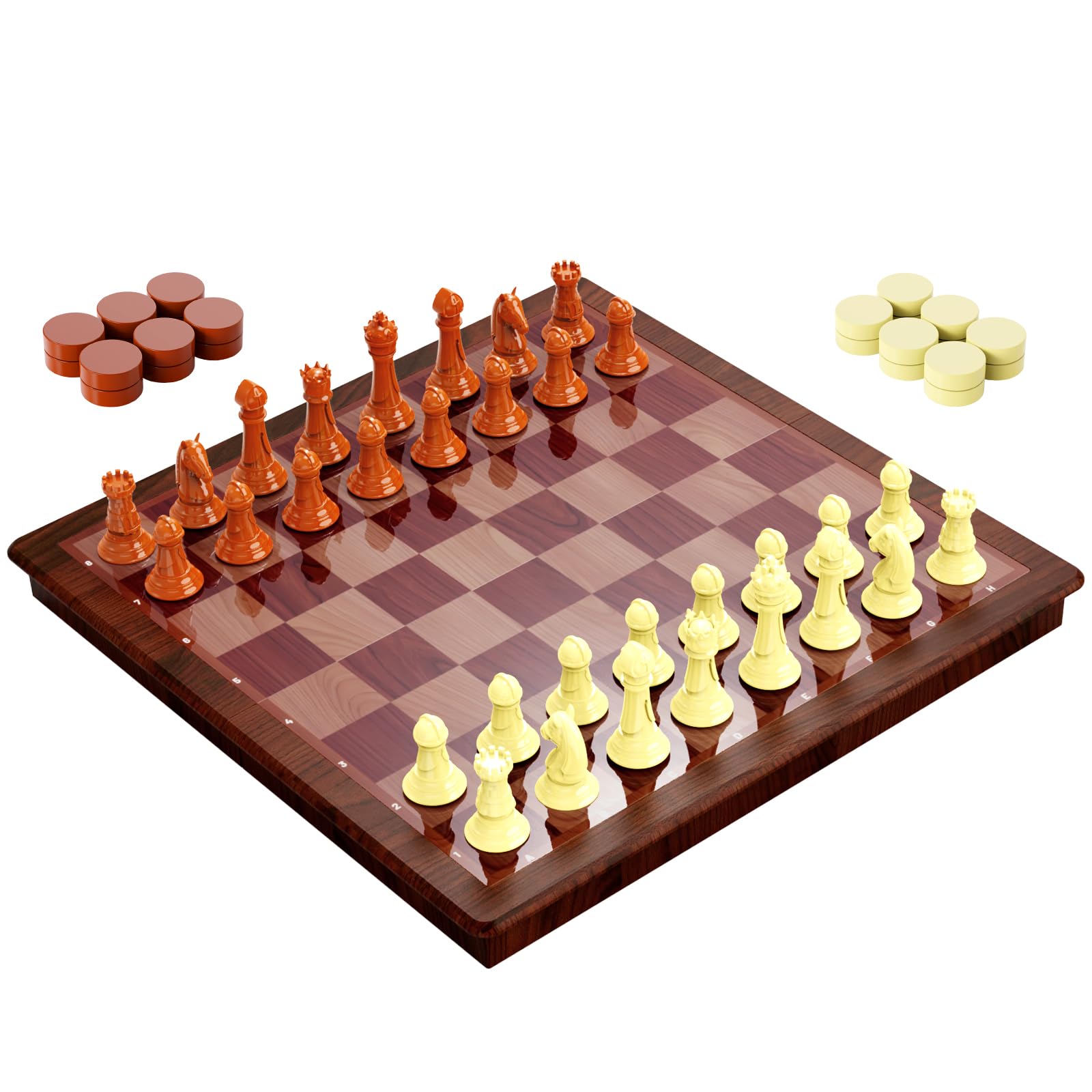13 Inch Chess Set and Magnetic Chess Board – 2-in-1 Foldable Plastic Travel Board Game, Classic Strategy Toy for Kids, Adults, Beginners and Tournament Players