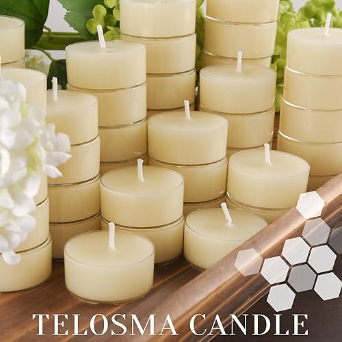 Miniatura 2 de Velas de cera de abeja natural, 24 unidades, vela pequeña orgánica, aroma natural, sin humo, color blanco