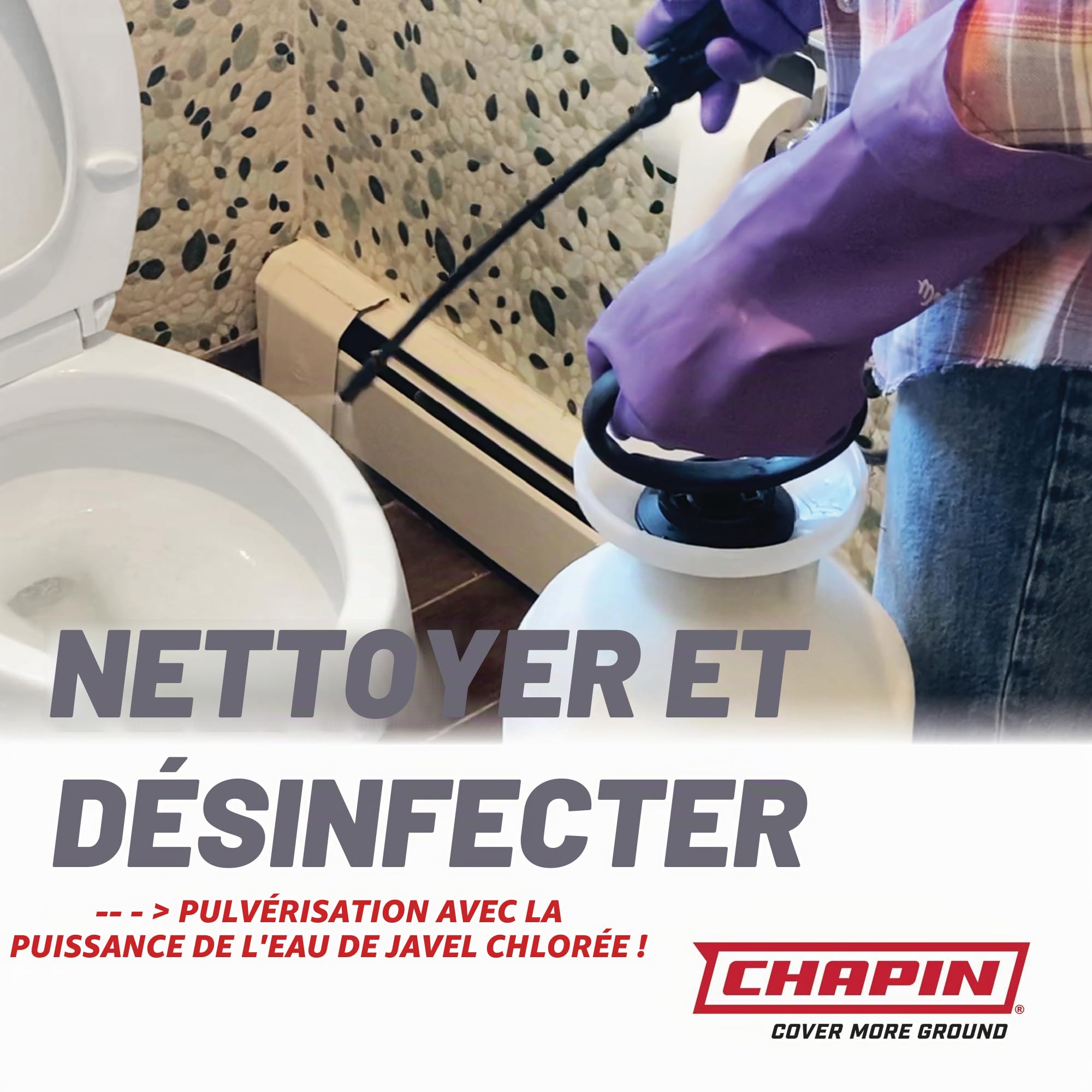 Chapin International Chapin 20074 Pulvérisateur d'eau de Javel avec Bouclier en Bonus, Blanc translucide 3,8 l