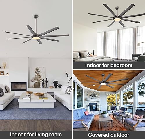 Miniatura 9 de WINGBO Ventilador de techo industrial de 64 pulgadas con luz y control remoto, ventilador de techo de 8 aspas de aluminio, 3CCT, motor CC reversible