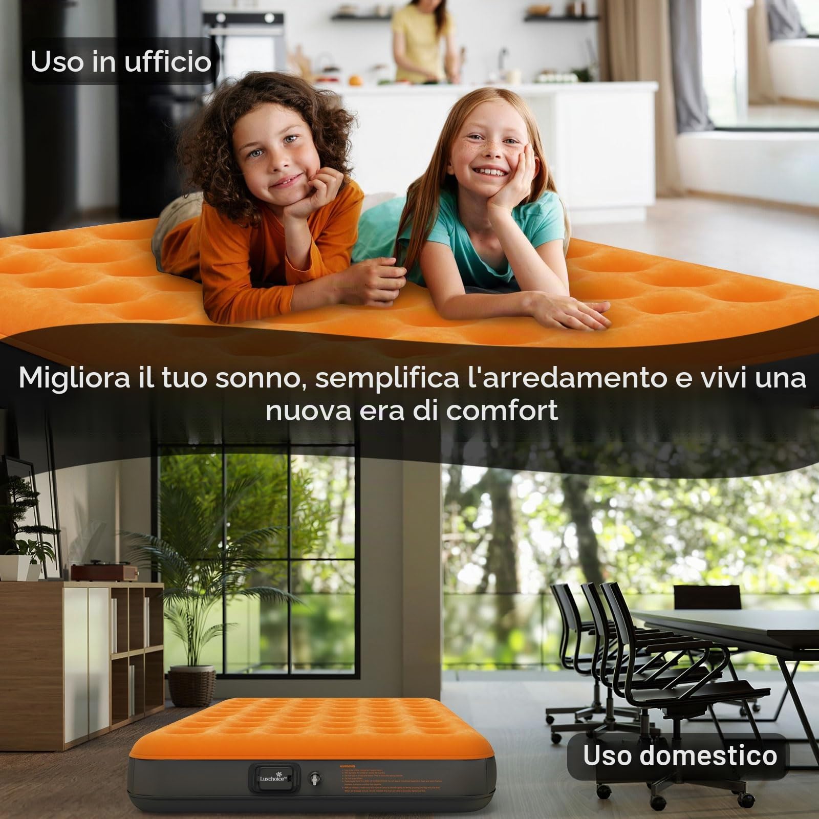 Luxchoice Materasso Gonfiabile con Pompa Portatile 3 Minuti Rapidi Gonfiaggio Letto Gonfiabile Singolo Matrimoniale per gli Ospiti che Pernottano Camping Viagg