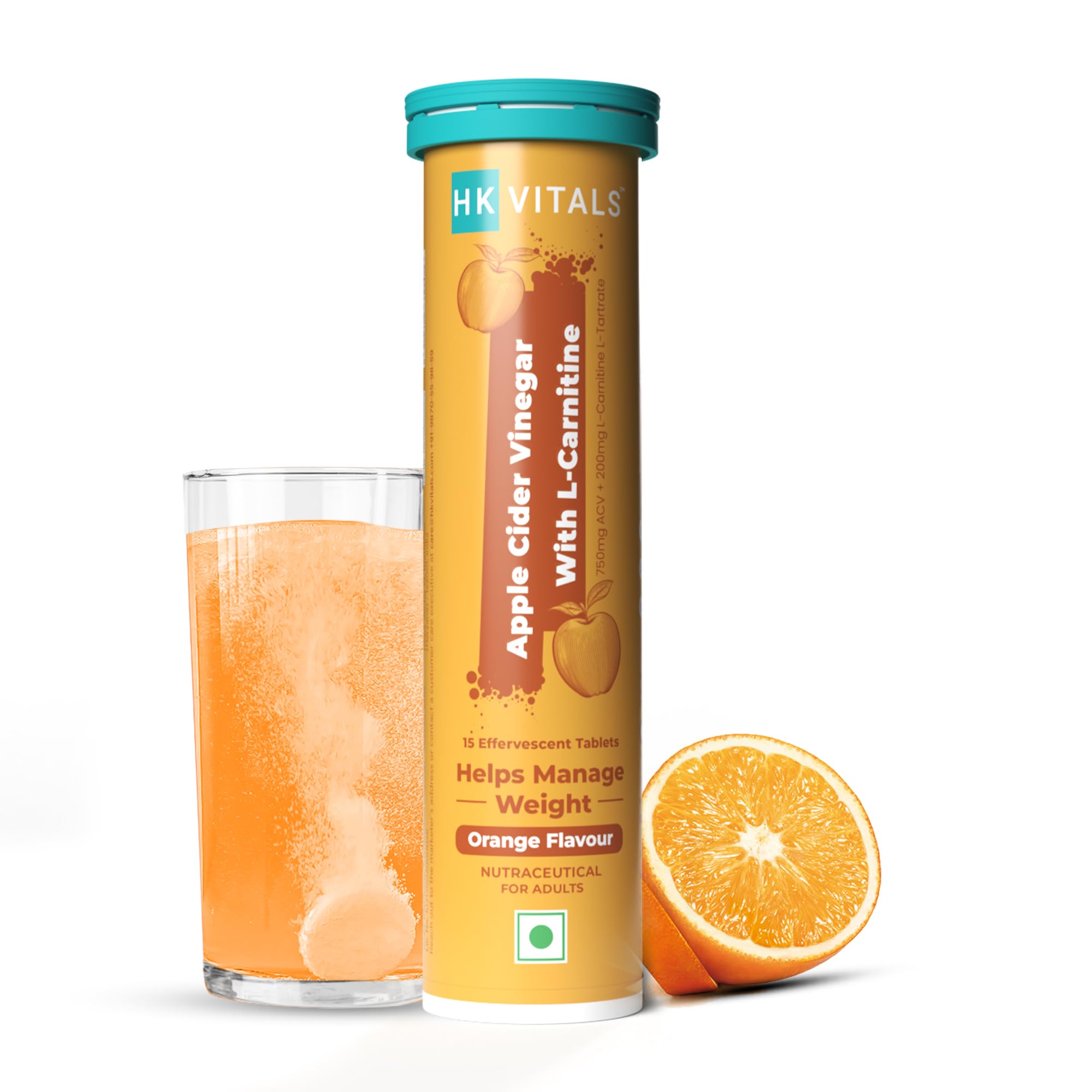 HealthKart HK Vitals Apple Cider Vinegar + L Carnitine (Orange, 15 Effervescent Tablets) | For Weight Management & Gut Health (B0D8T5XTRQ) Amazon Price History, Amazon Price Tracker
