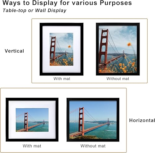 Miniatura 3 de KINLINK Juego de 2 portarretratos de 8 x 10 pulgadas, color negro, marcos de fotos de madera mate de 5 x 7 pulgadas con plexiglás de 5 x 7 pulgadas