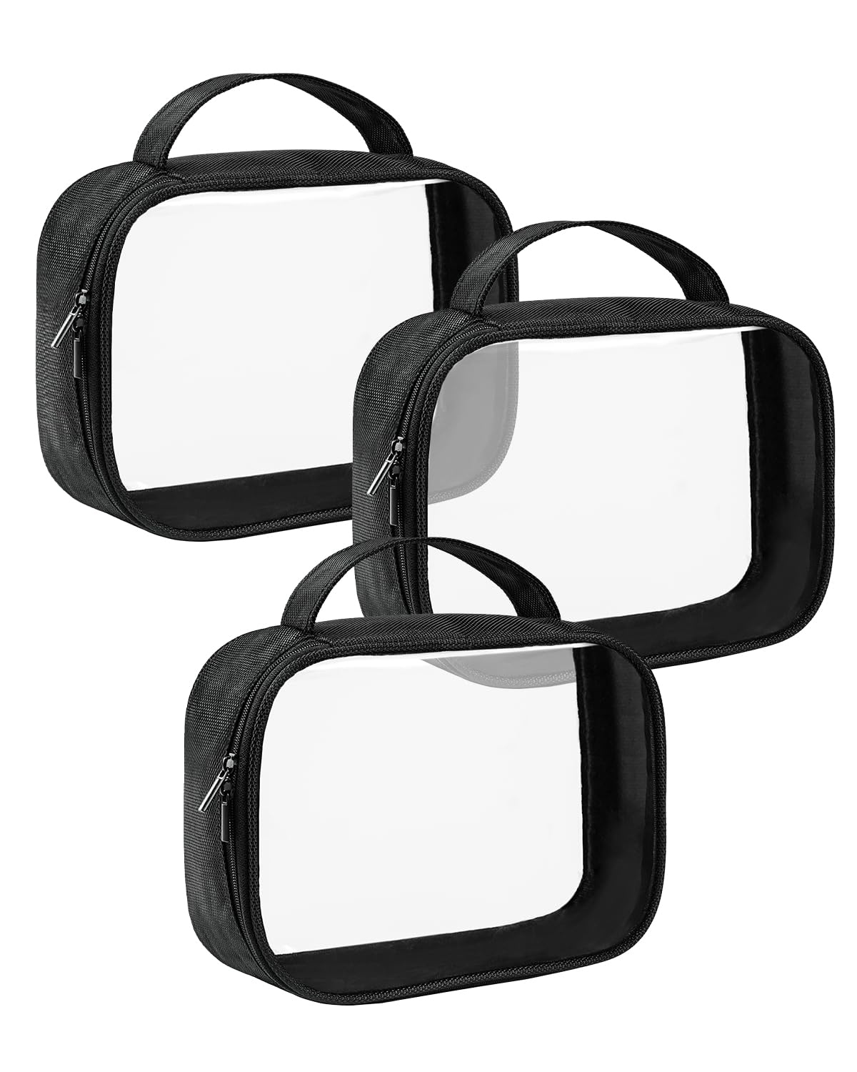 Moyad TSA Approved Clear Toiletry Bag with Handle, 3 Pack Quart Size 3-1-1 Liquids Pouch for Travel, Transparent Makeup & Cosmetic Organizer for Women