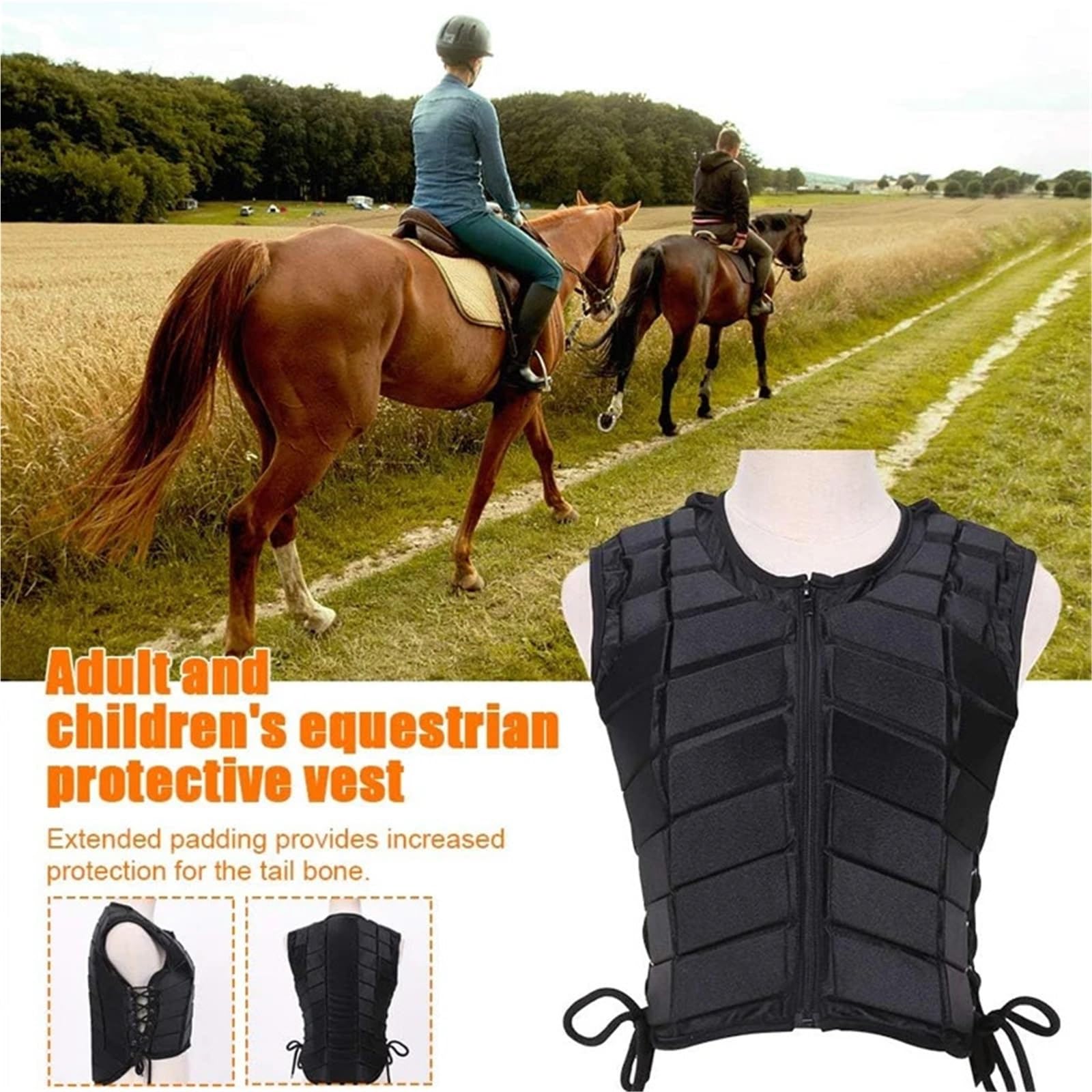 Gilet Equestre Gilet protettivo for equitazione for donne adulte, spesso 1,5 cm, gilet equestre for uomo, armatura equina, accessori for la protezione del cavallo da equitazione Per Equitazione(Red,M)