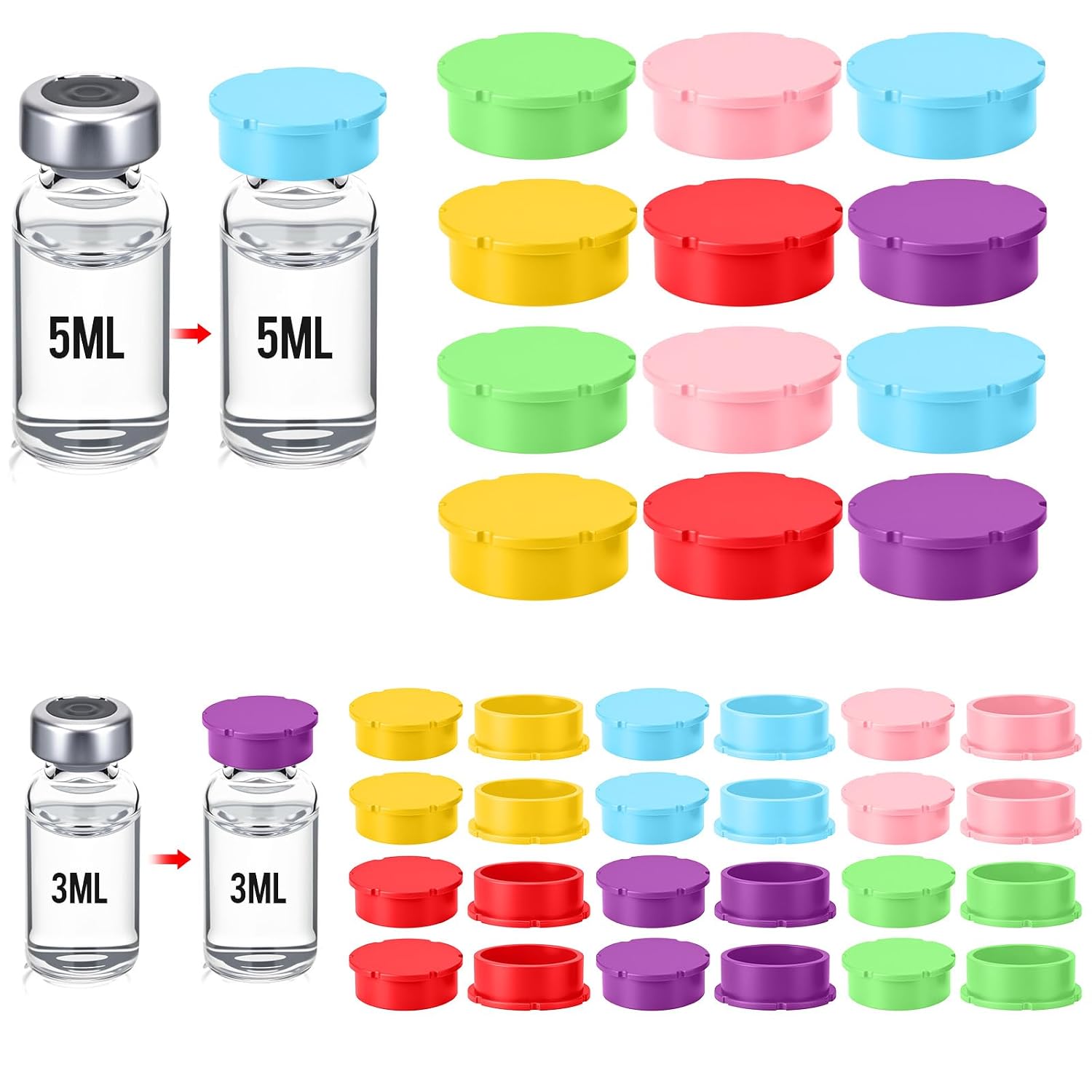 Mifoci 24 Pack Peptide Vial Caps for 3ml 5ml 10ml Bac Water