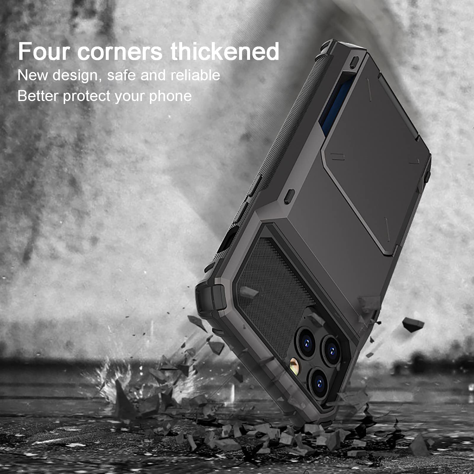 Custodia per IP 13/12 PRO Max Slot per Porta carte Integrato sul Retro Custodia resistente in Materiali TPU e Policarbonato Morbida Custodia per Telefono in TPU,Black,Ip XS Max