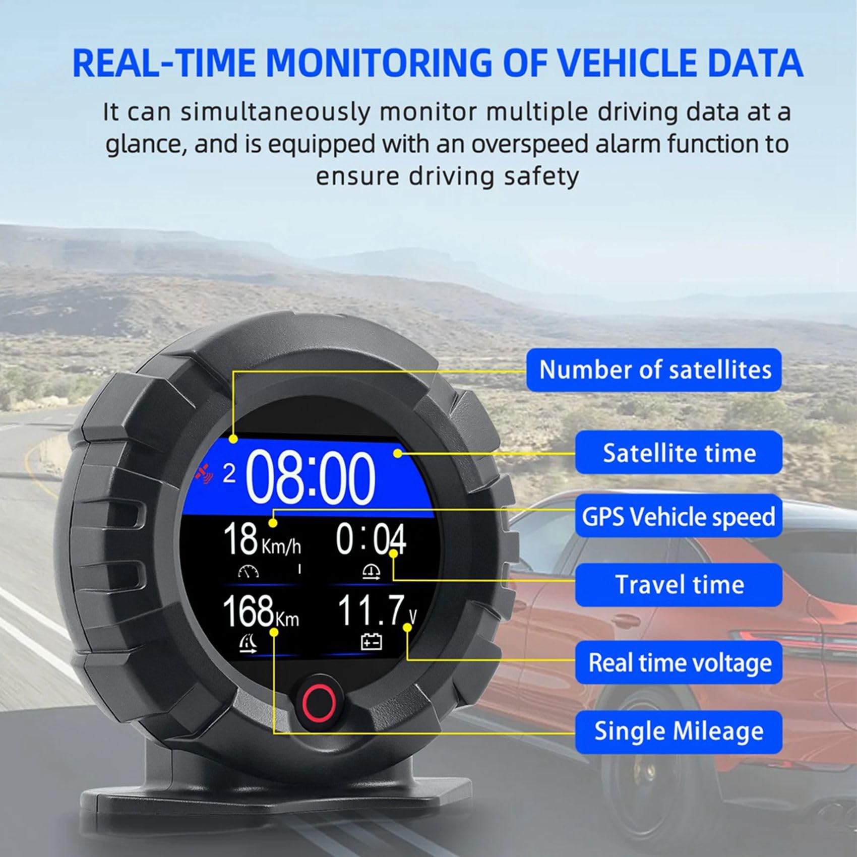 2 x X95 - Inclinómetro GPS para coche, pantalla digital, inclinómetro, velocímetro, ángulo de inclinación para todoterreno