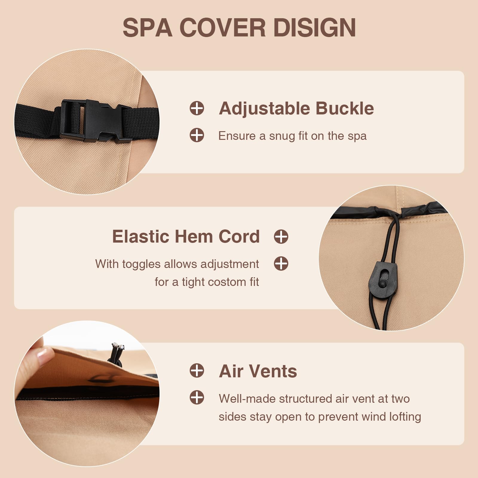 MIXC - Funda Protectora Cuadrada Impermeable para Jacuzzi de Exterior (228,6 x 228,6 cm, 225,4 x 223,5 cm o 221,6 x 221,4 cm)