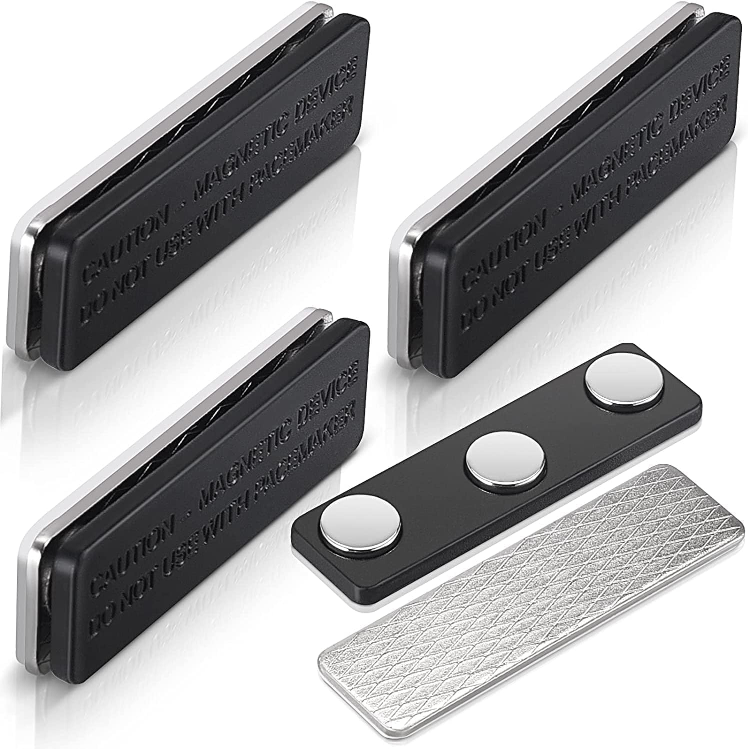8 Paires Aimants Pour Rideaux - Fixation Store Occultant - Adhésif Fort - Noir/Blanc - 45x13x6mm
