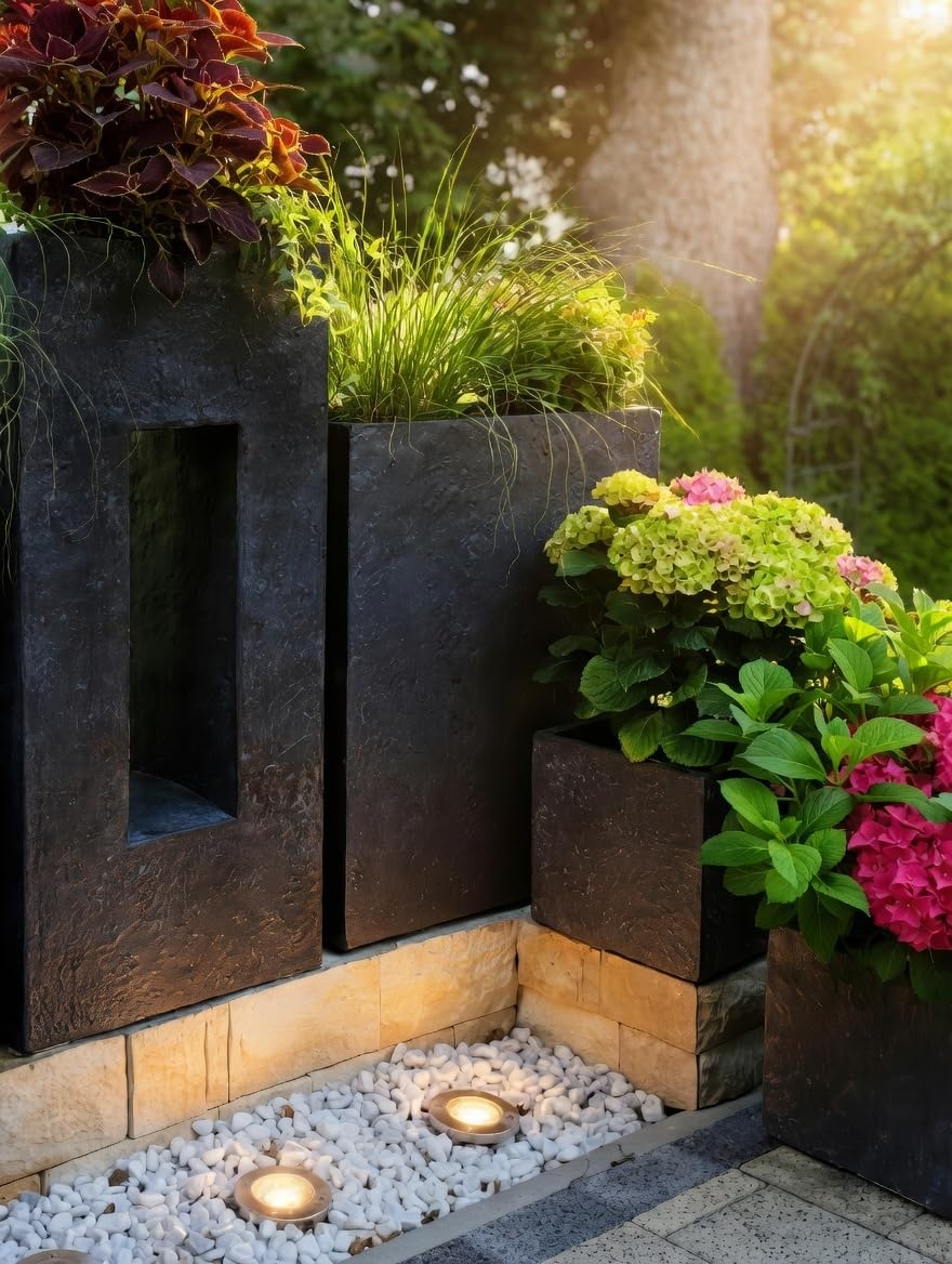 Pflanzwerk® Pot de Fleur Divider Jardinière Lava Anthracite 72x60x25cm *Résistant au Gel* *Protection UV* *Qualité européenne*