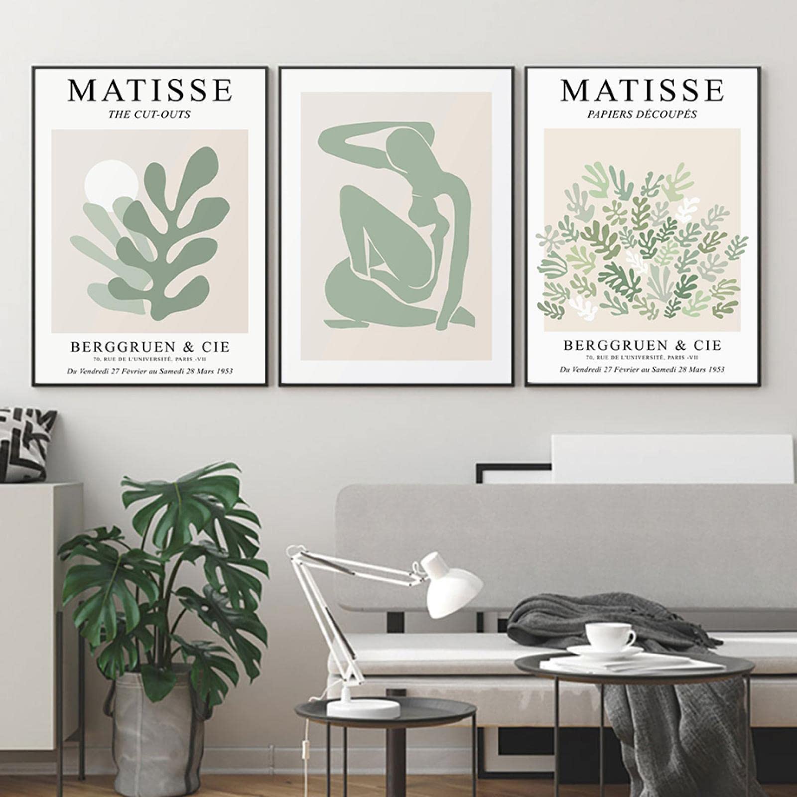 Sdvib Frameless Matisse Abstract Coral Flowers Geometry Wall Art Canvas Painting Nordic Posters And Prints Wall Pictures For Living Room Decor 40X60cm-3Pieces