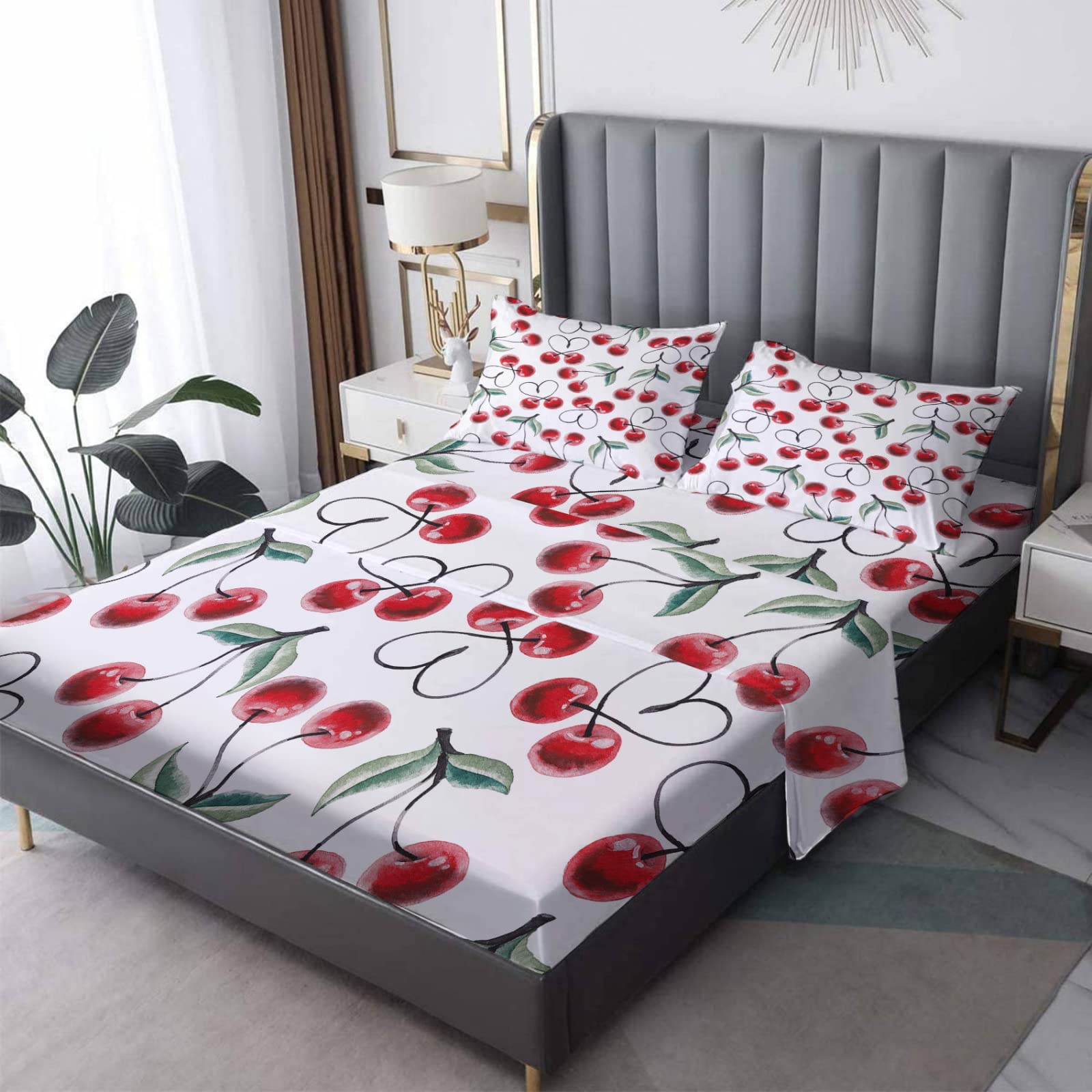 Parure Drap plat motif FLEURS+ 2 Taies oreillers 65 cm x 65 cm | MDF Shop