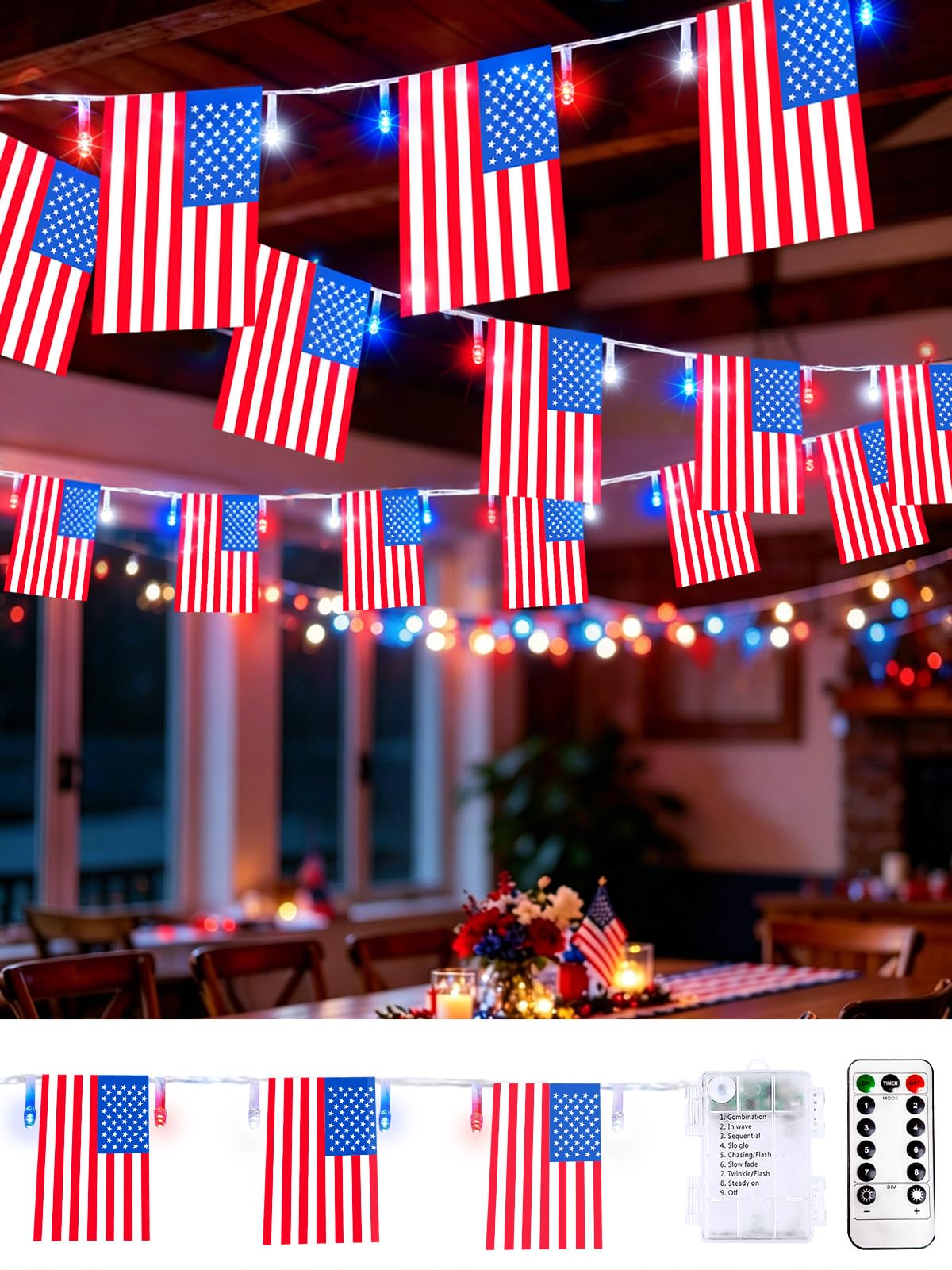 Amazon.com: 4th of July Patriotic Lights, 2PK 48FT 100LED Red