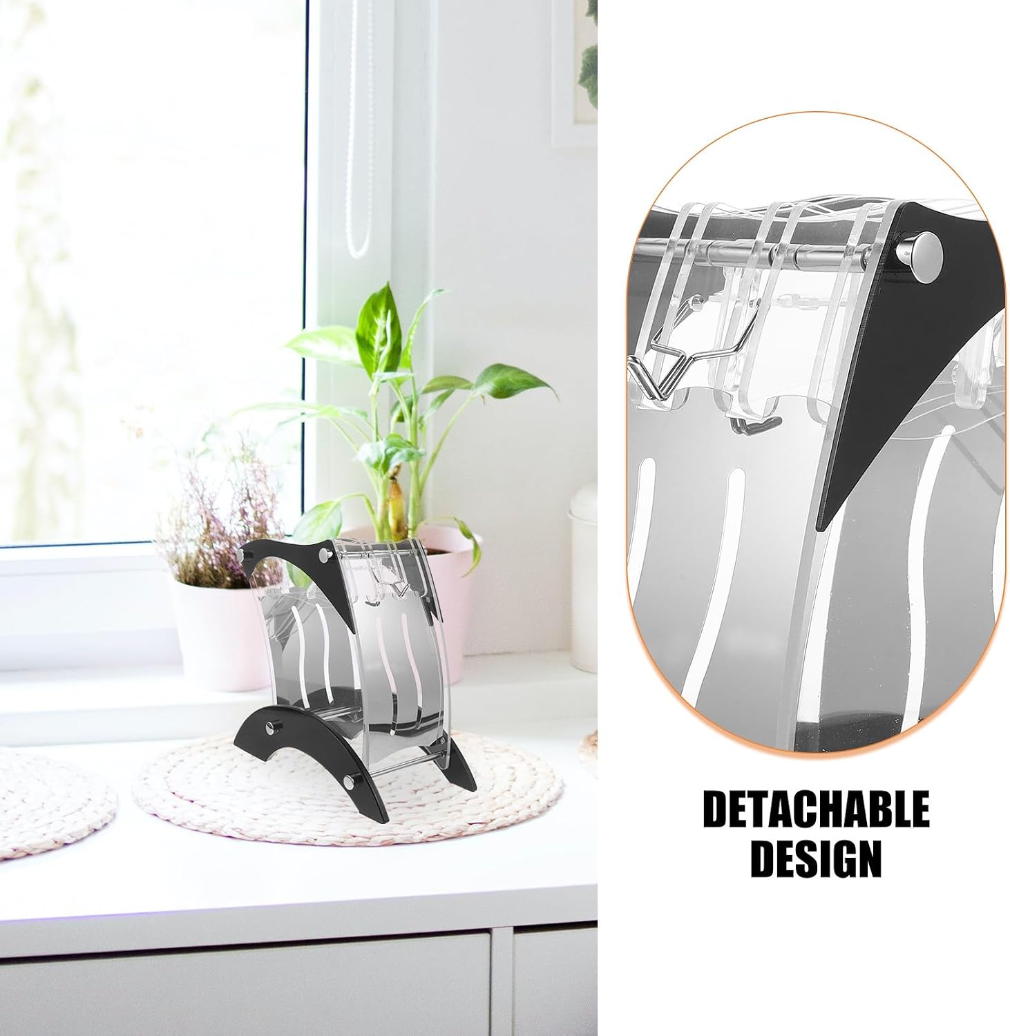 Black Acrylic Kitchen Knife Block Holder Detachable Design