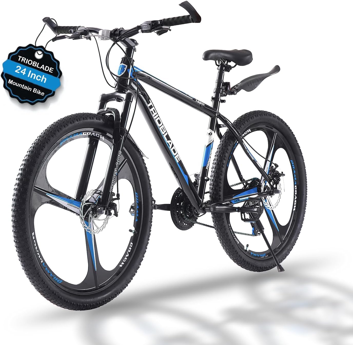 LSLIFE Mountainbike, 21-Gang-Getriebe, Scheibenbremse, Vollständig verstellbare Federung, Aluminiumrahmen, Verriegelungsgriff, Allgemeine Doppelscheibenbremse für Männer und Frauen
