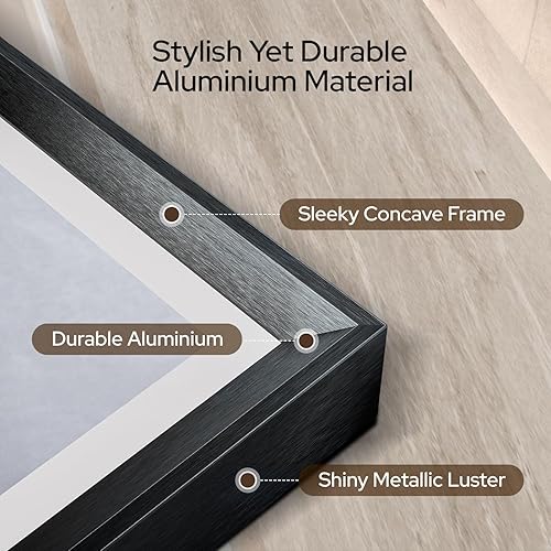 Miniatura 4 de Espejo de baño LED de 40 x 30 pulgadas con luces, marco de aluminio negro, antivaho, atenuación continua, espejo de tocador inteligente de 3 colores