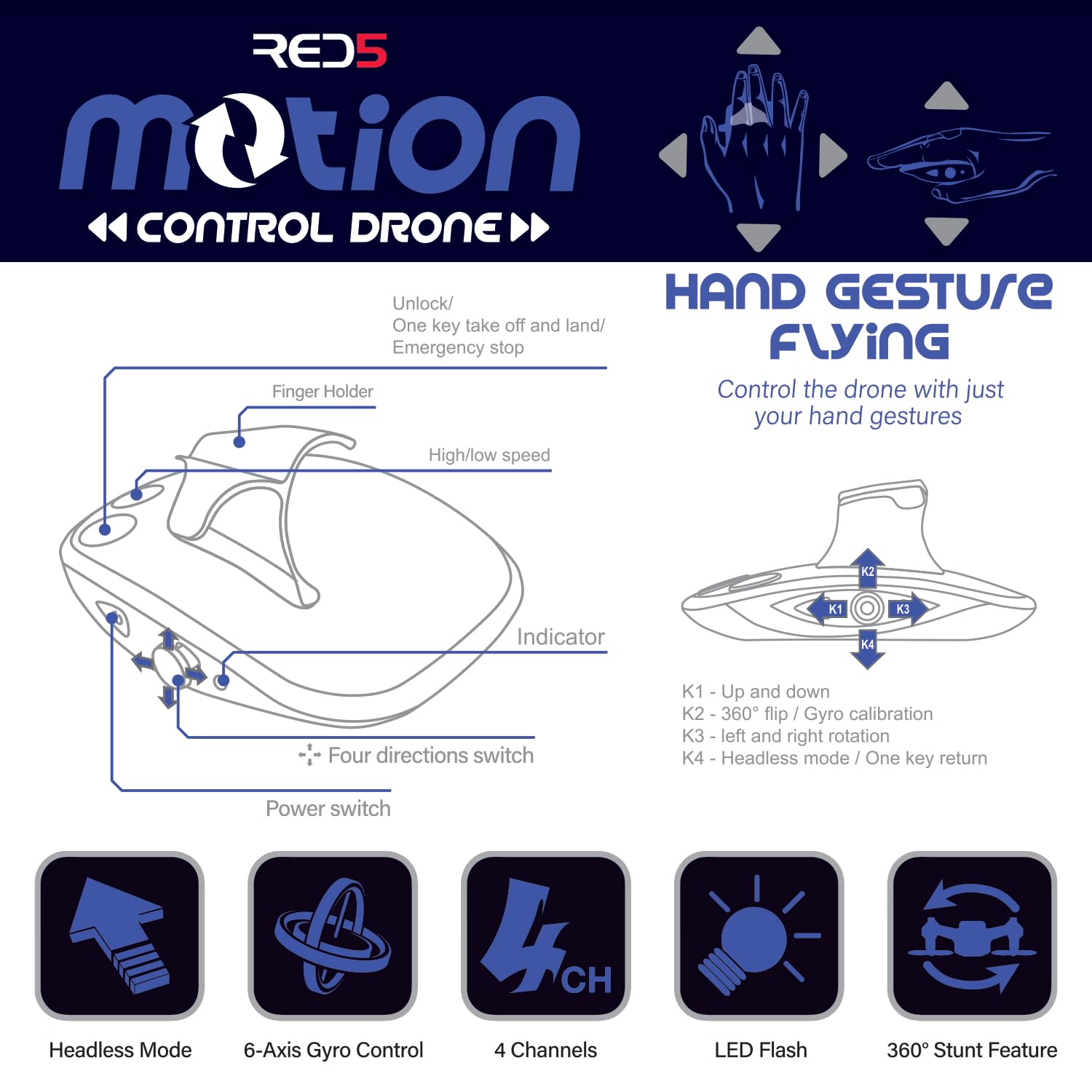 Quadoptor Blue V3 con control de movimiento