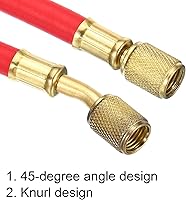 Vista 4 de PATIKIL Manguera de carga de refrigerante SAE 1/4, manguera HVAC de 3.9 pies 500PSI para mantenimiento de refrigeración de medidor de aire Rojo