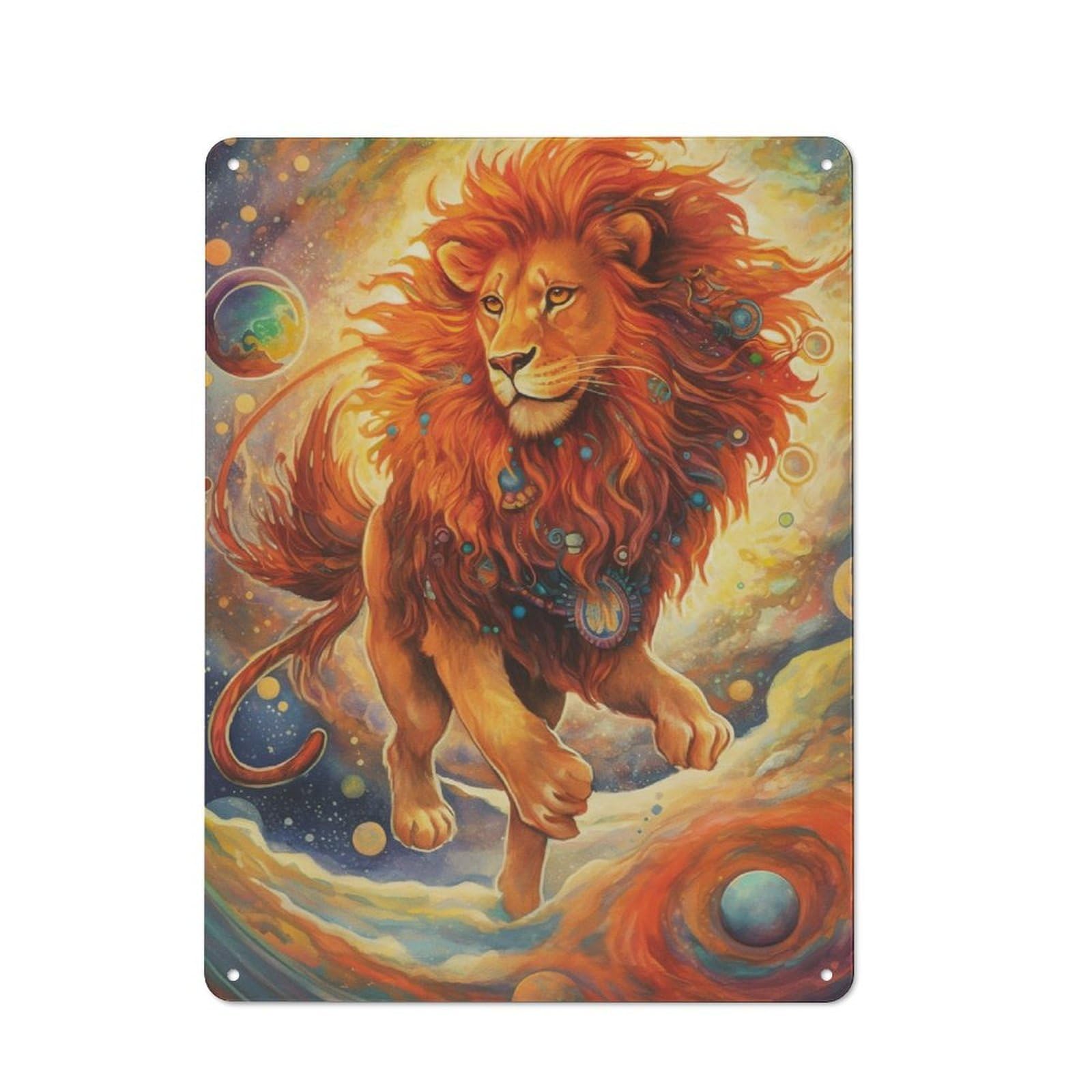 Junmoney Cute Lion Metal Plaque 40X30cm With For Garage Wall, Retro Decor, For Themed Interiors In Garages And Workshops