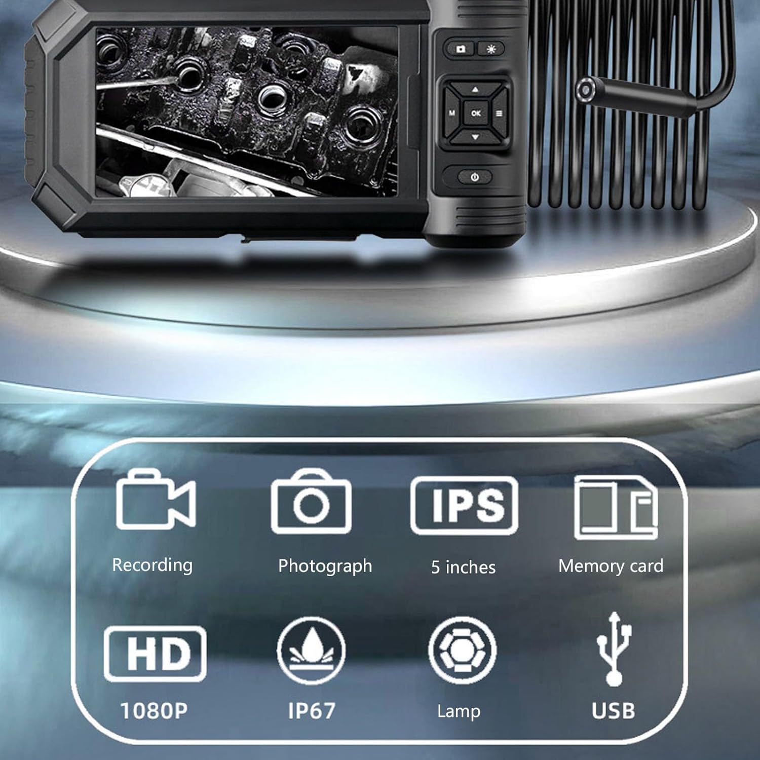 デジタル内視鏡 NTS200 3.5インチ 5m 検査カメラ、内視鏡 LED ライト 5