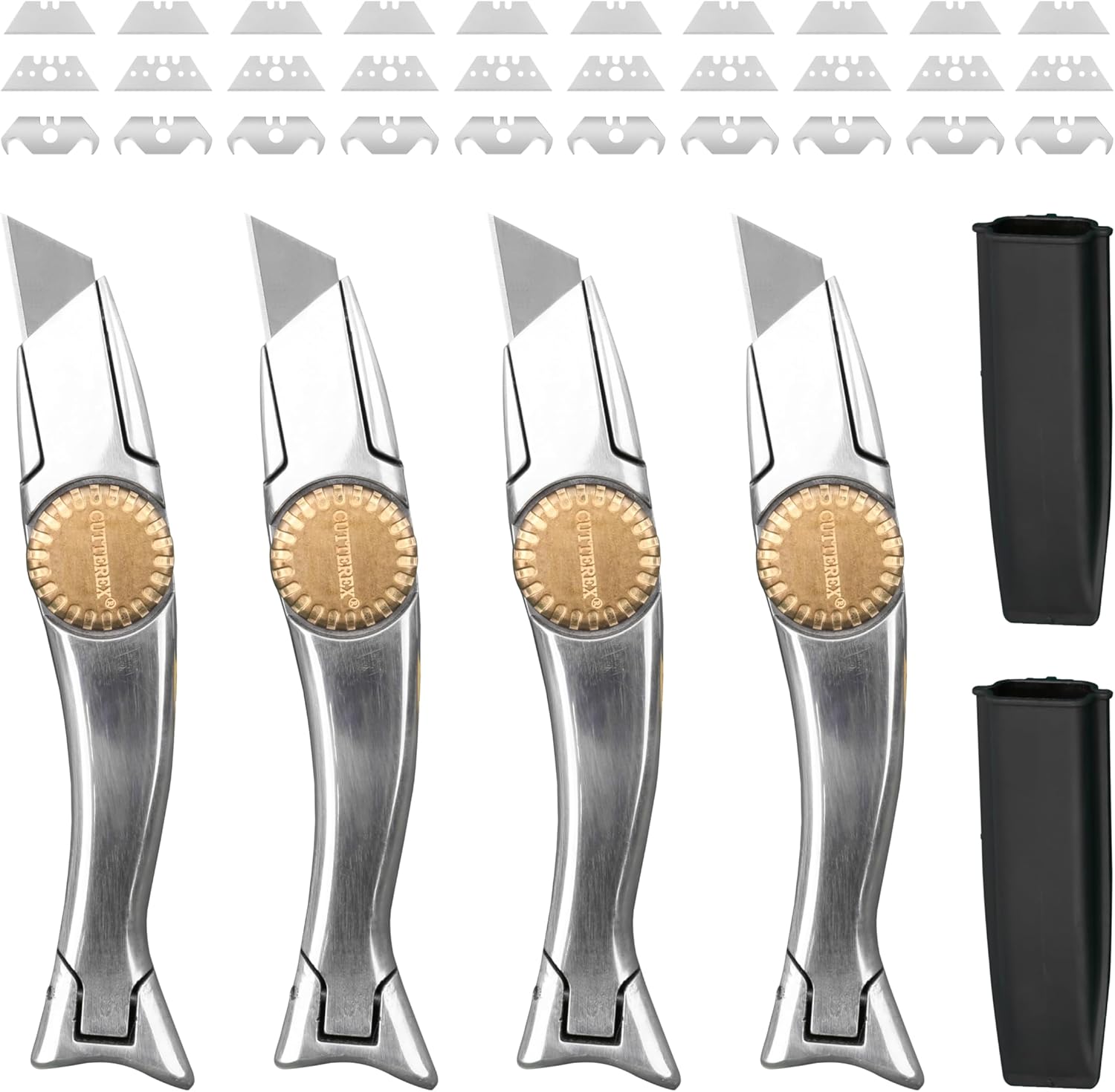 CUTTEREX Heavy Duty SharkKnife VinylKnife UtilityKnife Roofing Knife Delphin Dolphin Carpet Knife, 4pcs Knives & 30 Blades