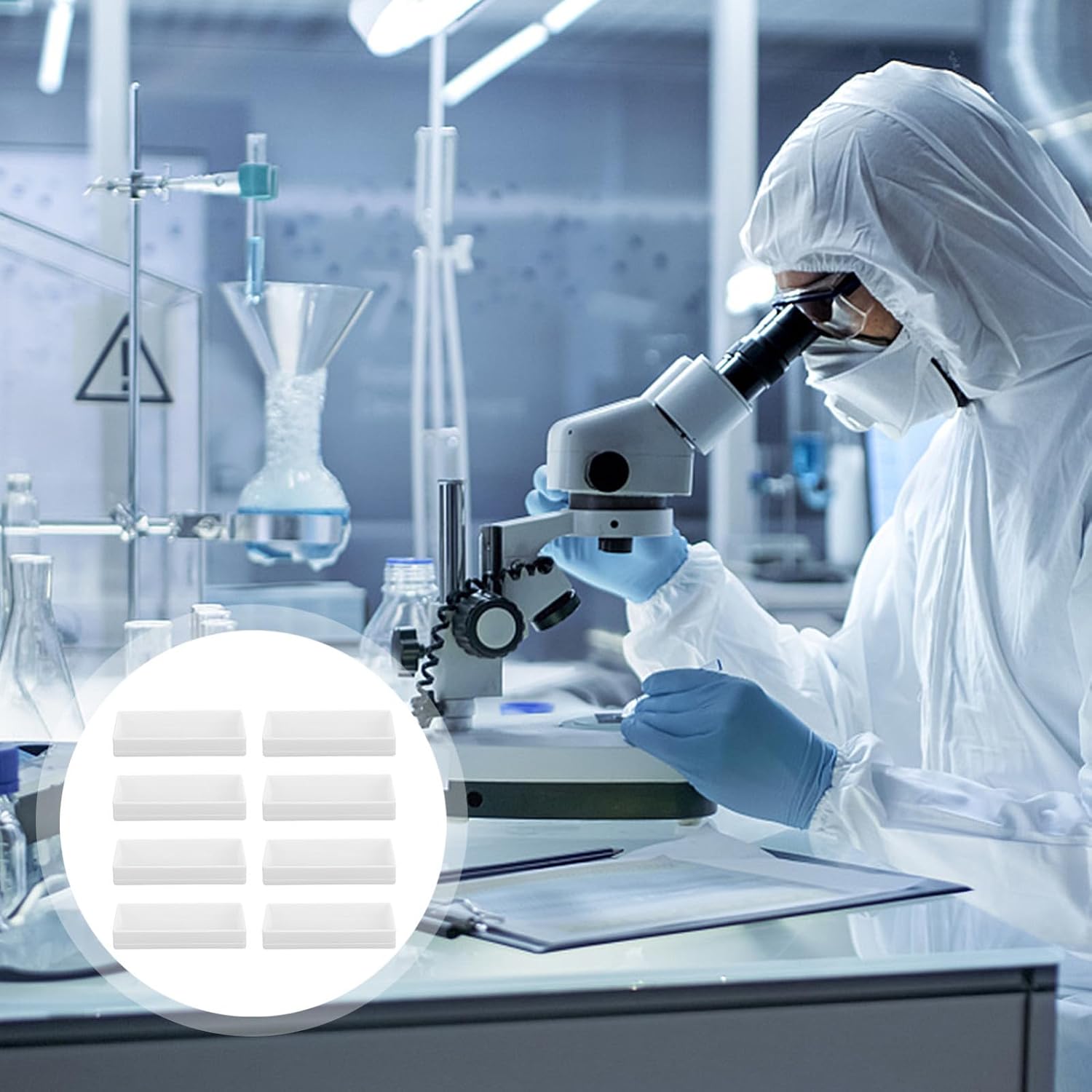20ml Liquid Suction Slots 20pcs Laboratory Sample Adding Slots White Reagent Containers Compatible with Multi-Channel Pipettors for Lab Fluid Handling