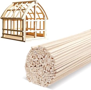 150 Pcs Balsa Wood Sticks 1/8 x 1/8 x 12 Inch balsa Wood Strips Hardwood Square Dowels balsa,Craft DIY Supplies Square Wooden dowels