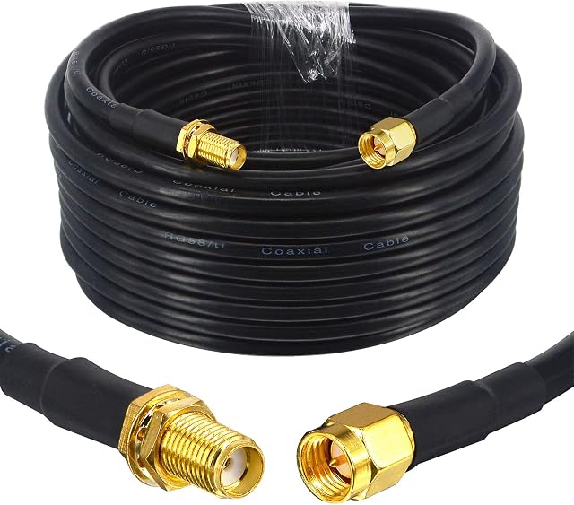 Boobrie 10M SMA Cable RG58/U SMA Male to SMA Female Coaxial Cable SMA WiFi Antenna Extension Cable SMA Male to Female Adapter Pigtail Cable 3G 4G LTE Low Loss WiFi Wireless LAN Router(NOT for TV)