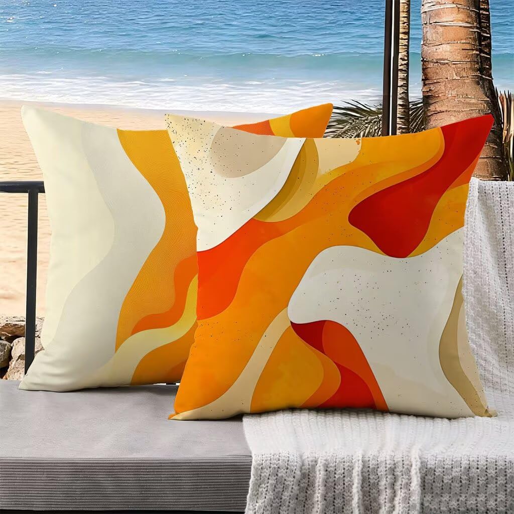 Housse de coussin orange 55x55 lot de 2 en velours moderne pour decoration salon et chambre