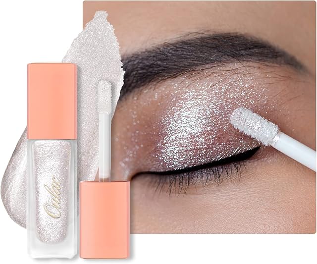 Oulac Liquid Glitter Eyeshadow - Metallic Icy White Eyeshadow Liquid Eyeliner with Fine Sparkle & Glow, Smooth Shimmer Eyes Makeup, Crease Resistant, Vegan, Cruelty-Free, 5.4g, Frosted Ice (27)