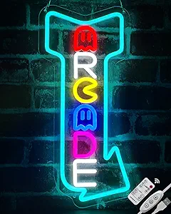 Arcade Neon Signs Arrow Style Right LED Light Dimmable Gaming Lights for Wall Decor USB Powered Neon Gaming Sign for Game Rooms, Bars, Pac-man Retro Arcade Decor Gifts for Teenage Boys, Kids