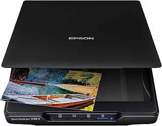 Epson - Perfection V39 II - Color Photos and Document Flatbed Scanner - Optical Resolution of 4800 dpi - High-rise, Removable Lid - Scan to Cloud - USB Powered - Image Scan - Black