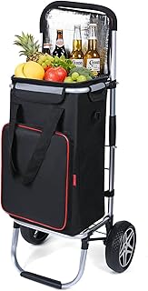 YEAUPE PRO Carro de la Compra con Compartimento frigorífico, Carga máxima de 48 l y 25 kg, Plegable 3 en 1, Carretilla de Mano y Bandolera, Color Rojo