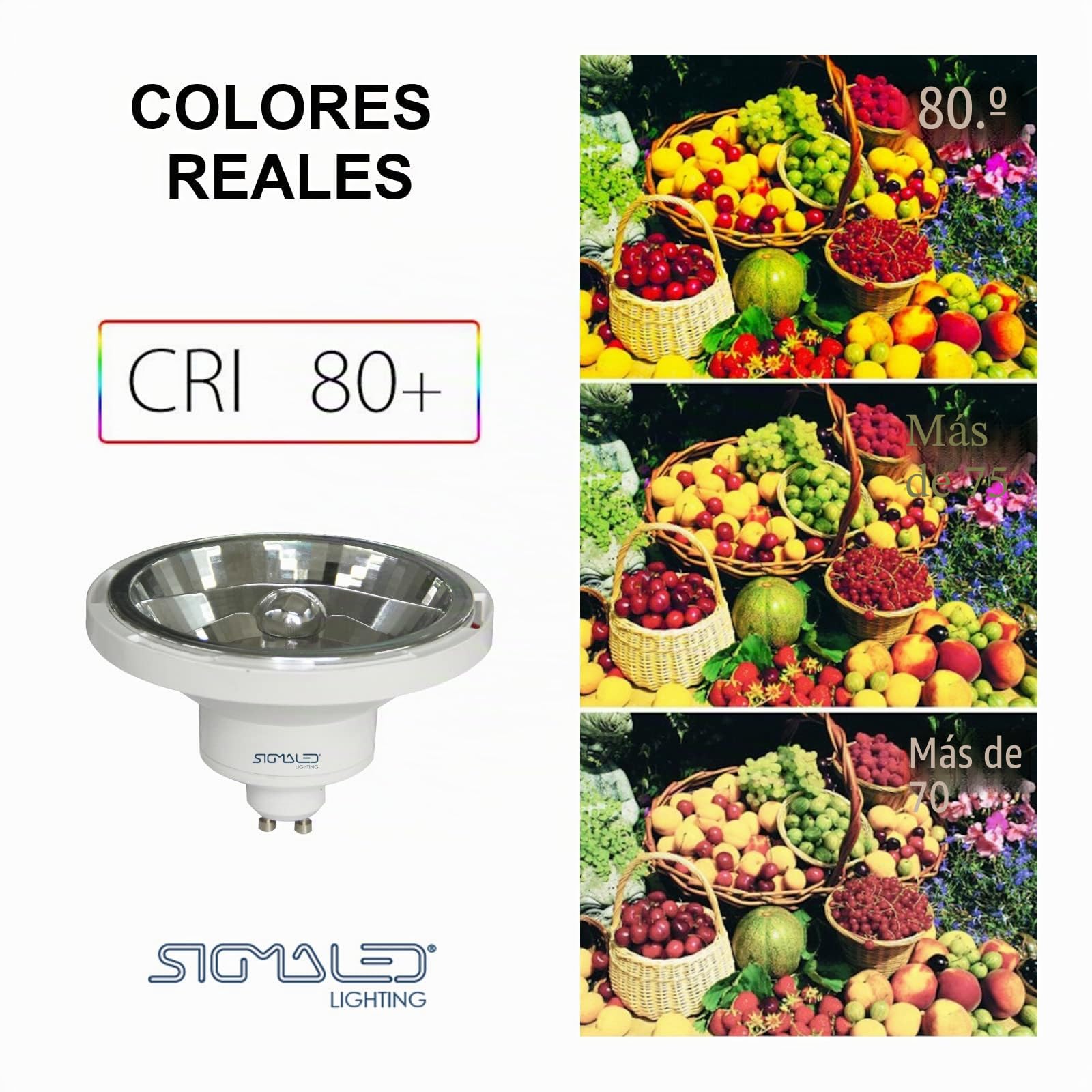Sigmaled lighting, FOCO LED AR111 GU10 14W (=110W halógeno), 1000 lúmenes, Blanco cálido 3000K, 220V / 240V AC, Bombilla led AR111, Pack 5