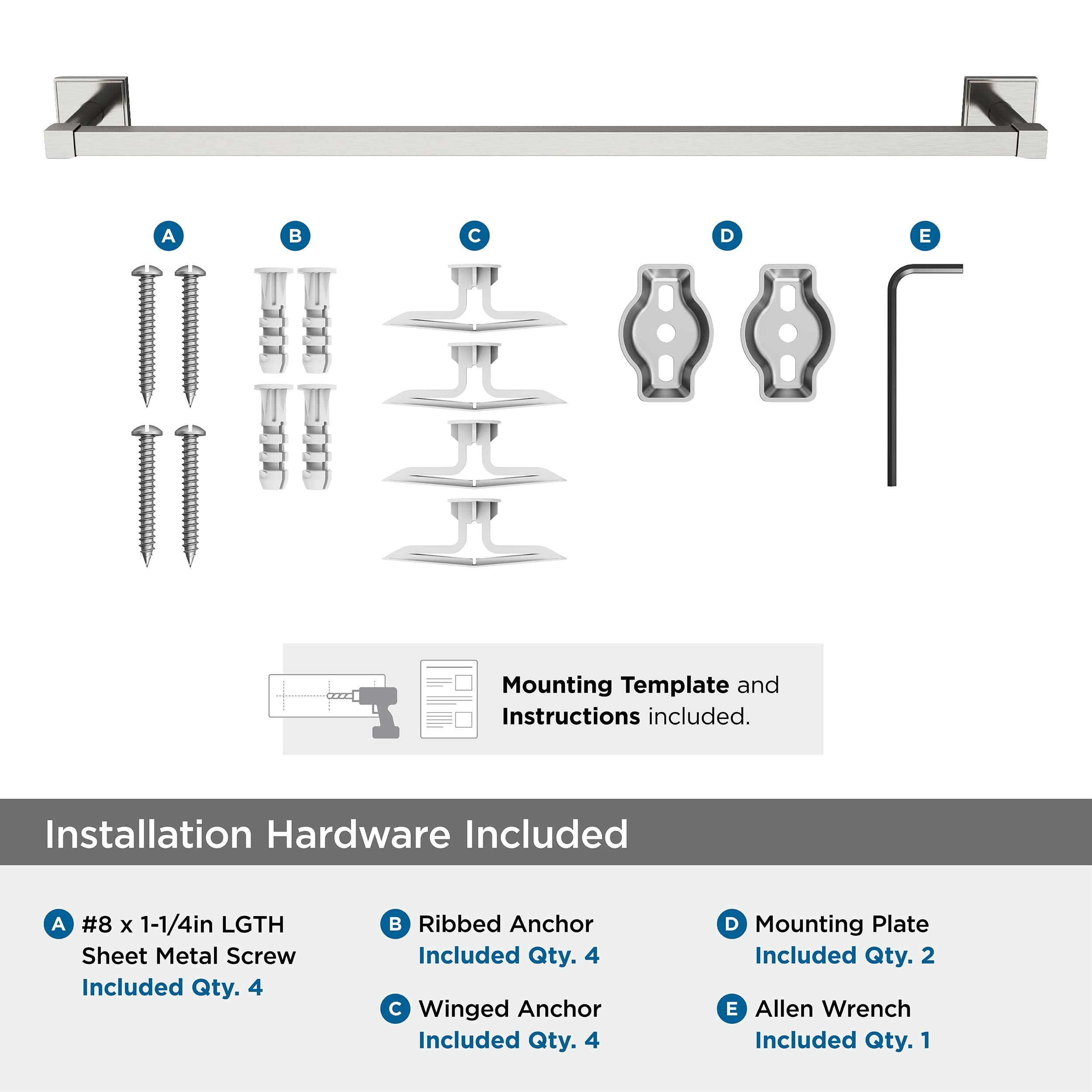 Amerock BH36074G10 - Toallero de níquel Cepillado, toallero de 610 mm, Soporte para Toallas de baño, Accesorios de baño, Accesorios de baño