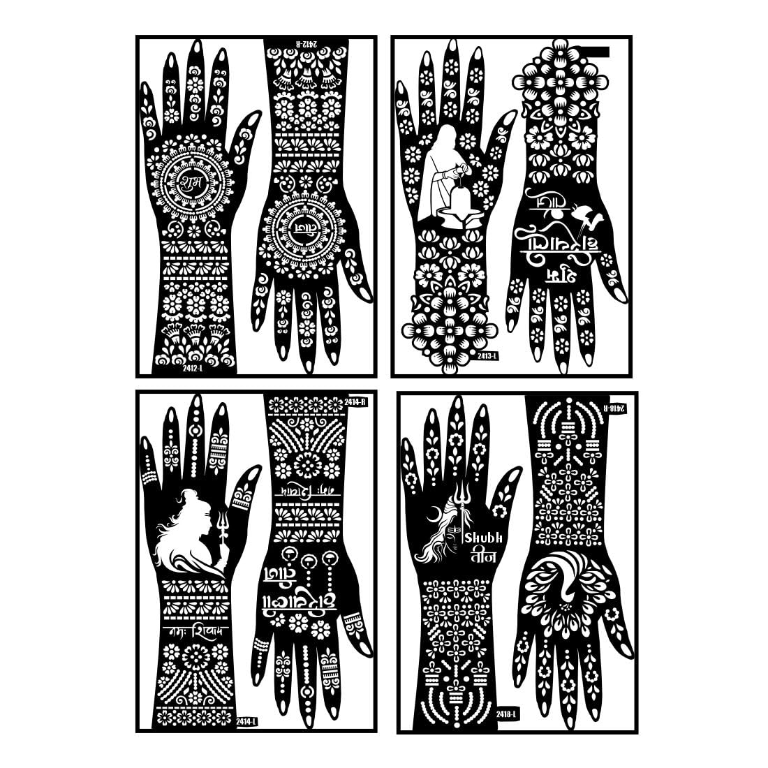 Lord Shiva Teej Mehndi Stencil Sticker Combo For Hand-image-32